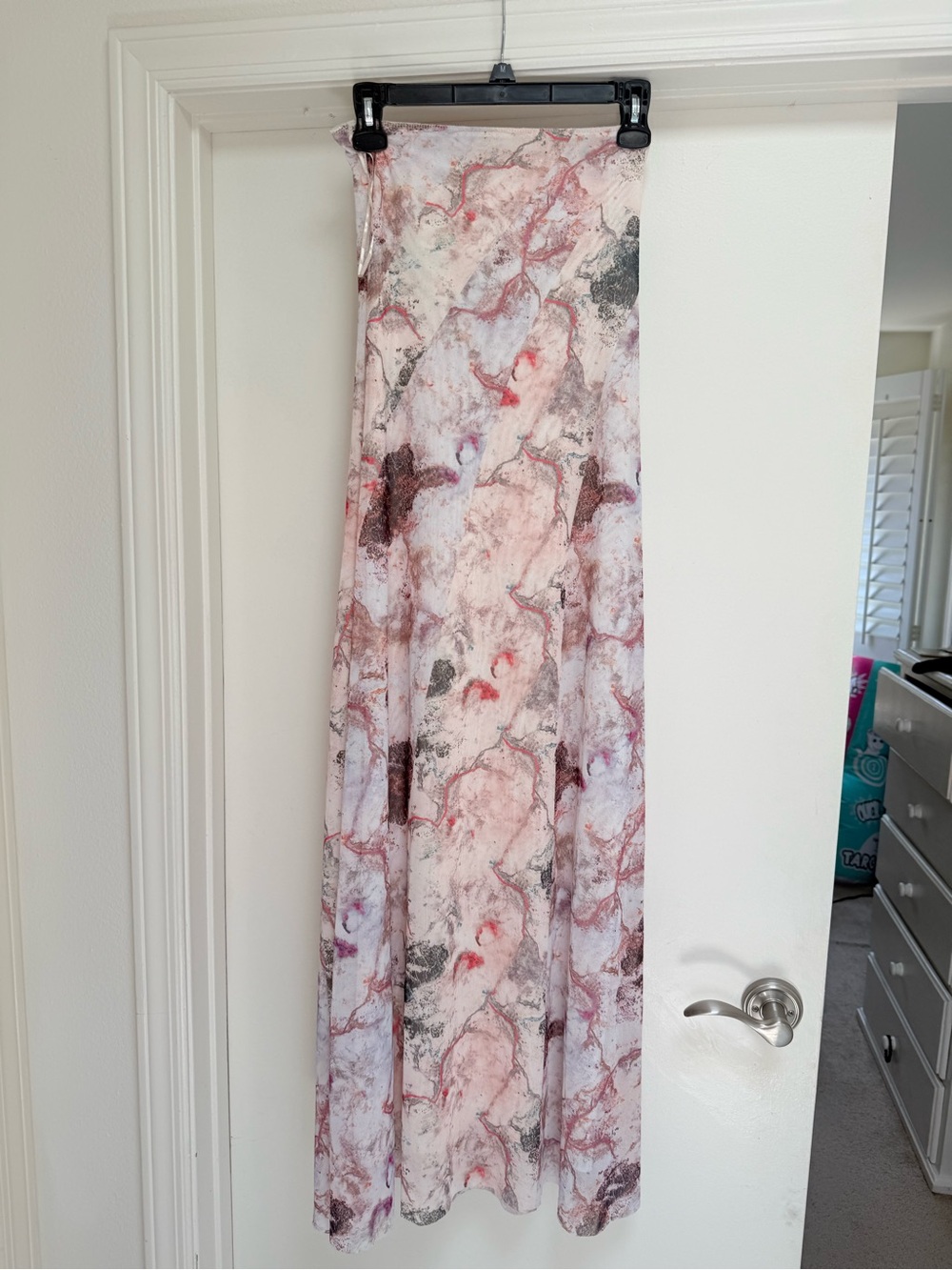 Zara Sheer Mesh Dress with Pink and Cream Floral Accents - Picture 6 of 7